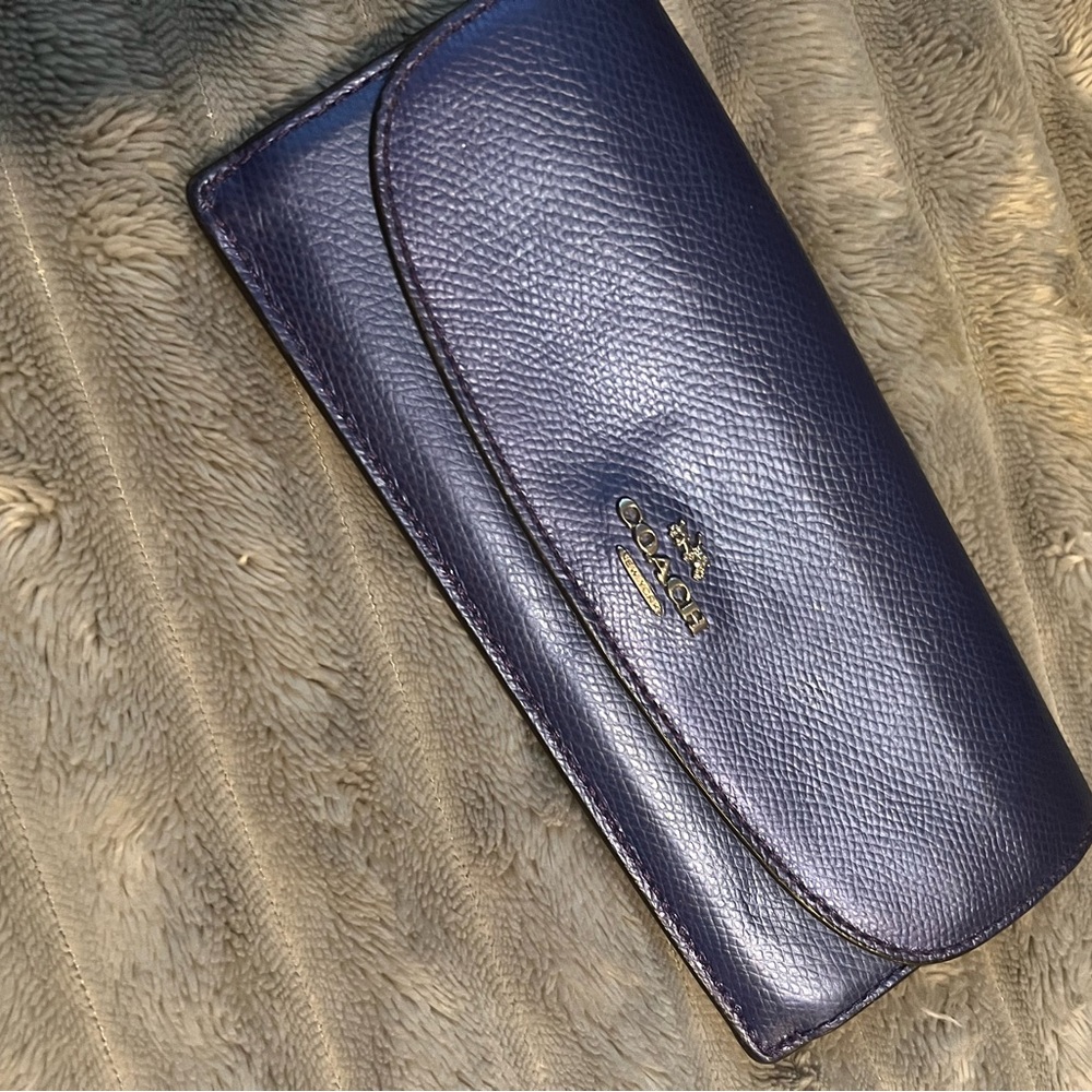 Coach Navy Leather Clutch